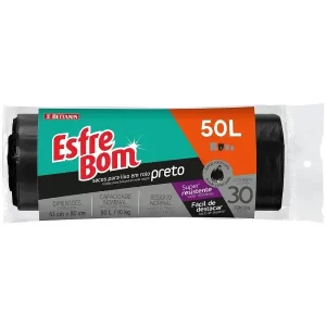 Saco Para Lixo Preto Rolo Com 30 Sacos De 50 Litros