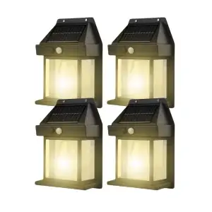 Luminária Solar Externa Potente, 4un, com Lâmpada Vintage com Sensor e Acendimento Automático, Impermeável