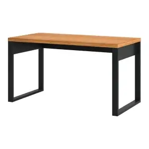 Mesa de Escritório Linha Industrial 1,35m 100% Mdf - Cor:Freijó com Preto Fosco